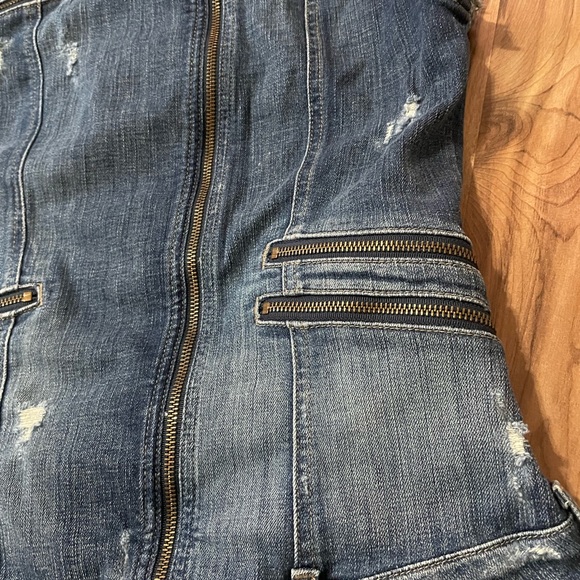 GUESS asymmetrical Denim Jean Vest/Shirt Mila Denim Moto Blue Jean Size Med - Picture 4 of 9